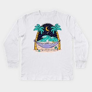 A skeleton spending the night by the sea Kids Long Sleeve T-Shirt